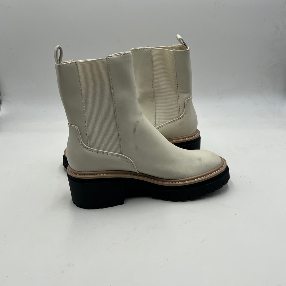Open Edit Cream Ankle Boots With Elastic Panels A… - image 5